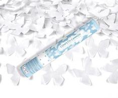 Konfetti Shooter 5 Stück Party Popper Schmetterlinge Weiß Konfetti Kanone 40 cm ! Hochzeit Partypopper von Haus der Herzen ®