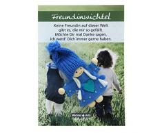 Wichtel Arts Freundinwichtel Glücksbringer, Holz, Türkis mit blauem Herz, 15 x 10.5 x 2.7 cm