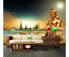 wandmotiv24 Fototapete Thailand Urlaub Reisen XXL 400 x 280 cm - 8 Teile Fototapeten, Wandbild, Motivtapeten, Vlies-Tapeten Asien, Statue, Gold M0777