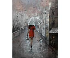 CYACC Drucken Wandkunst Romantik Paar Regen Tag Straße Landschaft Poster Ölgemälde auf Leinwand Moderne Wandbild Für Wohnzimmer @ 30X40cm_Unframed_PP1391