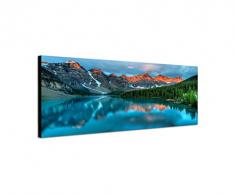 Paul Sinus Art Panoramabild auf Leinwand und Keilrahmen 150x50cm Landschaft Berge Wald See Sonnenaufgang