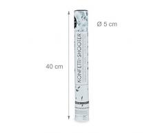 Relaxdays 10 x Party Popper 40 cm im Konfettikanonen Set, Konfetti Bombe für Hochzeit und Geburtstag, Konfetti Shooter 6-8 m Effekthöhe, Silber metallic