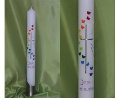 Taufkerze/Kommunionkerze in 40 x 4 cm, inklusive Beschriftung ! P 70/1