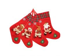 AEROBATICS 4 Stück Nikolausstrumpf Weihnachtsstrumpf Deko, Deco Filz-Nikolausstiefel zum Befüllen und Aufhängen Christmas Stocking Nikolausstiefel zum befüllen
