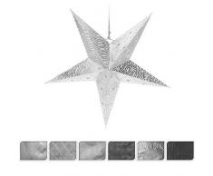 DRULINE Falt-Stern Dekostern Weihnachtsstern Papierstern Papier Weihnachtsdeko Deko Silber 60 cm