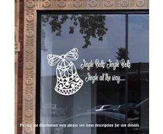 Jingle Glocken, Jingle Glocken, Jingle den ganzen Weg, Weihnachtsglocken - Vinyl Wandtattoos, Christmas Shop Fenster Dekor, Xmas Wand Kunst Aufkleber