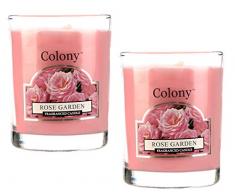 Lashuma Duftkerze Rose im 2 er Set, Votivkerze im Glas zum Nachfüllen, Brenndauer 14 Stunden