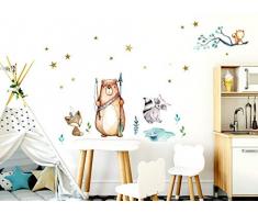 Little Deco Wandaufkleber Fuchs Bär Indianer I 97 x 74 cm (BxH) I Wandtattoo Kinderzimmer Waldtiere Pfeil Bogen Junge Babyzimmer Wandsticker Baby Bilder DL206-6