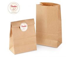 Papiertüten Tütchen braune Papier-Beutel mit Boden Mini Geschenktüten 70 gr./m² Kraftpapier Tüten für Geschenktüten Ostertüten Brote Keks verpacken (16 * 9 * 5.5cm Braune)