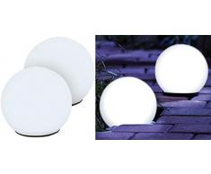 Lunartec Solarkugeln: 2er-Set Solar-Glas-Leuchtkugel mit LEDs & Dämmerungsautomatik, Ø 9 cm (Solar-Kugeln Garten)