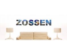 Wandtattoo farbige Wandschrift Städtename Zossen mit Sehenswürdigkeiten 180 x 30 cm Länge