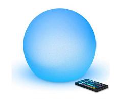 Mr.Go 15cm LED Licht Kugel Lampe, Dimmbar Nachtlicht Kinder mit Fernbedienung, 16 Lichtfarben, RGB Farbwechsel Leuchtkugel Kugellampe, Wiederaufladbare Batterie Nachttischlampe for Schlafzimmer