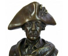 Kunst & Ambiente - Bronzefigur - Friedrich II. / der Große Fritz Figur - Bronzebüste mit Dreispitz - signiert - Fritz Büste aus Bronze - Fritz Skulptur
