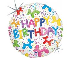 Folienballon Happy Birthday Modellierballons Luftballons weiß bunt ca. 46 cm (Ballongas geeignet)
