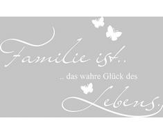 GRAZDesign Wandtattoo Familie ist das wahre Glück als Wand-Dekoration Wand-Aufkleber für Wohnzimmer Wand-Sprüche / 65x40cm / 010 Weiss