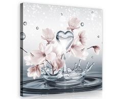 FORWALL Leinwandbild Kunstdruck Wandbild Magnolie O2 (80cm. x 80cm.) AMFPP10163O2 Canvas Picture Print Natur Blume Blumen Magnolie Wasser Eleganz Weiss