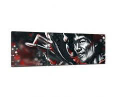 Wandbild - Bruce Lee - rot - Bild auf Leinwand - 120x40 cm 3tlg - Leinwandbilder - Urban & Graphic - Hollywood - China - Schauspieler - Kung Fu