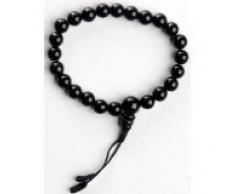 BUDDHAFIGUREN Hand-Mala aus schwarzem Onyx buddhistische Gebetskette 9 mm