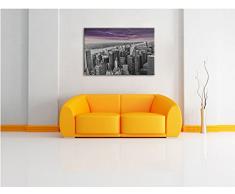 Skyline New York unter Gewitterhimmel schwarz/weiß Format: 120x80 auf Leinwand, XXL riesige Bilder fertig gerahmt mit Keilrahmen, Kunstdruck auf Wandbild mit Rahmen, günstiger als Gemälde oder Ölbild, kein Poster oder Plakat