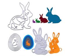 VINFUTUR 3Stk Stanzschablonen Ostern Prägeschablonen Osterei und Osterhasen Stanzformen Schablonen Schneiden für DIY Grußkarte Scrapbooking Sammelalbum Fotoalbum Deko Easter Egg Rabbit Cutting Dies