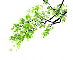 szdc88 22.8x23.6 Zoll Grün Blatt Zweig Glas Aufkleber Pflanze Wandaufkleber Milchglas Folie Halbtransparente Schiebetür Fenster Folie PVC Grün - Grün, Free Size