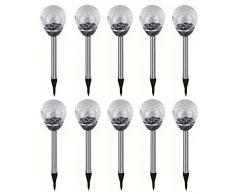 10er Set Edelstahl LED Solar Gartenleuchte Kugel mit Crackle-Licht Solarlampe Solarleuchte Deko Garten Leuchte Farbwechsel Lampe