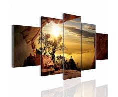 Bilder 200 x 100 cm - Natur Bild - Vlies Leinwand - Kunstdrucke -Wandbild - XXL Format – mehrere Motive und Größen im Shop - Fertig Aufgespannt !!! 100% MADE IN GERMANY !!! - Berge – Wiese – Sonne 607651b