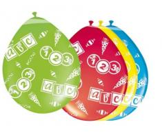 8 Luftballons farbl. sort. Einschulung ABC Erster Schultag