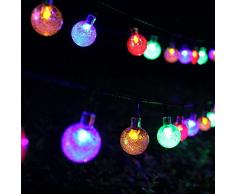 Solarbetrieben Wasserdicht Kugel Lichterkette Bunt - ELINKUME 6M/19,7ft 30er LED String Licht Außenlichterkette für Balkon/Terrasse/Hof/Haus/Weihnachtsbaum/Urlaub Party