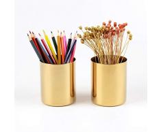 Chengzuoqing Blumenübertopf Set Von 2 Metall Pflanzenvase for Heimtextilien Kreative Gold Blumen Halter Büro Dekoration Stifthalter Desktop Aufbewahrungstopf für Heim-, Büro- und Außendekoration