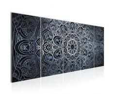 Bilder Mandala Abstrakt Wandbild 200 x 80 cm Vlies - Leinwand Bild XXL Format Wandbilder Wohnzimmer Wohnung Deko Kunstdrucke Schwarz Weiß 5 Teilig - MADE IN GERMANY - Fertig zum Aufhängen 109455c