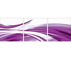 Artland Qualitätsbilder I Glasbilder Deko Wandbilder Bilder 60 x 20 cm mehrteilig Abstrakte Motive Gegenstandslos Digitale Kunst Lila A5ZS Schöne Welle