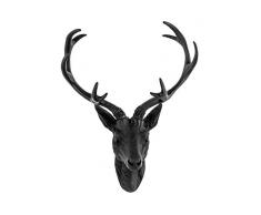 BigDean Großes Hirschgeweih 42 cm - Wand-Deko in Geweih-Optik - Schwarz matt - Hirschkopf für Jagdzimmer - Aus Polyresin für Innen & Außen