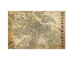 artboxONE Poster 60x40 cm Typografie Retro Map Amsterdam Sepia hochwertiger Design Kunstdruck - Bild Karte map Stadt