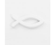 Oblique-Unique® Tischstreu Streuartikel Taufe Fische in Weiß aus Holz - Streudeko Verzierung für Taufe, Kommunion und Konfirmation - Echtholz