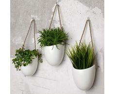 Kazai. | Wandvasen 3-teiliges Set aus weißer Keramik