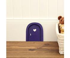 ilka parey wandtattoo-welt® Elfentür Wichteltür einzeln aus Holz in den Farben rosa, lila, türkisbalu, weiß oder naturfarben erhältlich e20 - ausgewählte Farbe: *lila* ausgewählte Größe: *M - Leuchtsticker Set*