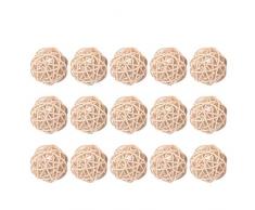 Exceart 15Pcs Rattan Weidenkugeln DIY Vase Schüssel Füller Ornamente Aroma Dffuser Bälle für Hochzeit nach Hause Hängen Dekoration Tisch Konfetti 5Cm (Beige)
