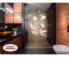 rs-interhandel® Aufkleber Folie Tattoo Glasdekorfolie Bad Dusche Duschwand Badezimmer Glasdekor GD41 Ornament Blume