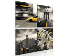 decomonkey Bilder Stadt New York 80x80 cm 4 Teilig Leinwandbilder Bild auf Leinwand Vlies Wandbild Kunstdruck Wanddeko Wand Wohnzimmer Wanddekoration Deko City Brücke