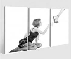 Leinwandbild 3 Tlg. Sexy Engel Frau Waffe Erotik Macht Leinwand Bild Bilder auf Keilrahmen Holz - fertig gerahmt 9O969, 3 tlg BxH:120x80cm (3Stk 40x 80cm)
