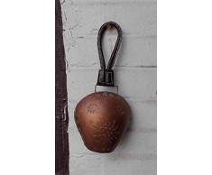 Deko-Impression Klangvolle Kuhglocke Alpenglocke Eisen kupferfarben Lederband 30 cm