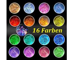 10M 100 LED Bunt Lichterkette Außen, 16 Farben USB Kupferdraht Lichterkette für Zimmer mit Fernbedienung & 4 Modi, Wasserdichte IP65 Farbwechsel Fairy Lights fur Weihnachtsbaum, Party, Kinderzimmer