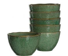 Leonardo Schale Matera 6-er Set, 15,3 cm, 6 Keramik Schalen, spülmaschinengeeignet, mit Glasur grün, 018540