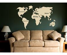 Graz Design 630032_57_070 Wandtattoo Weltkarte mit Beschriftung fr Ihr Wohnzimmer Wand Aufkleber Deko 96x57cm Schwarz
