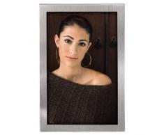 Hama Bilderrahmen 15x20 cm Bristol (Portrait Fotorahmen zum Aufstellen und Aufhängen mit Samtrückwand) silber