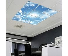 banjado LED Lichtdecke mit Acrylbild | Lichtdeckenplatte Acryl 186x186cm inkl. Deckenpaneel 36 W, 4000 Kelvin Clouds | Deckenleuchte Rasterdecke | Bürolampe, Praxisleuchte, Rezeption Wartezimmer