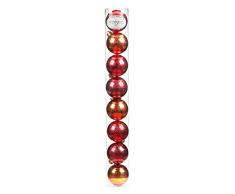 8 Christbaumkugeln 6cm Metallic ( rot - orange ) Kunststoff bruchfest // Dekokugeln Weihnachtskugeln Baumkugeln Baumschmuck Set Inge-Glas Plastik PVC 60mm