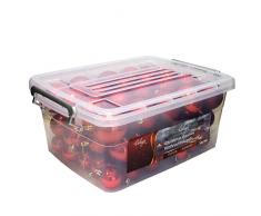 Wohaga® 70 Stück Weihnachtskugeln inkl. Transportbox Christbaumkugeln Baumschmuck Weihnachtsbaumschmuck Baumkugeln-Set, Farbe:Rot