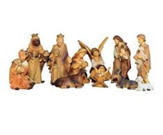 BTV Figuren für große Weihnachtskrippen aus Holz hochwertige Krippenfiguren 12-teilig KFX-HO Holzfiguren-OPTIK handbemalt und GEBEIZT - präsise saubere Gesichtszüge Mienen natürliche Mimik